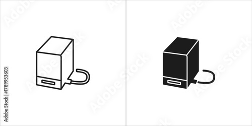 Two icons representing a device with a cable and a bluetooth symbol