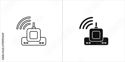 Wireless router icon in outline and solid style