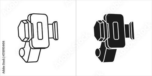 Outline and filled icon of a car phone holder