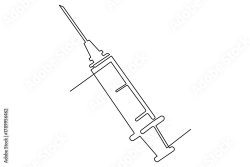 Syringe icon continuous one line drawing minimalist outline illustration