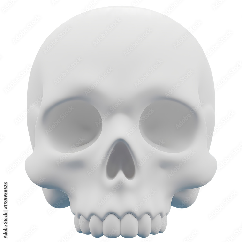 Obraz premium 3D Clay Style White Human Skull Illustration PNG