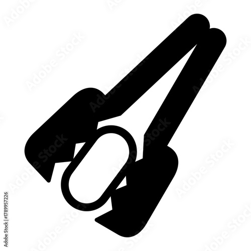 Kitchen tongs solid icon, cooking concept. Vector graphics. Manual nutcracker sign on white background, style icon mobile or web design.