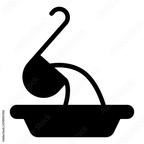 Ladle and plate of soup solid icon, cooking food concept. Vector graphics. Food sign on white background, style icon mobile or web design.