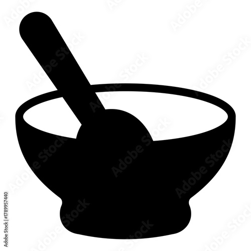 Plate with spoon inside solid icon, cooking concept. Vector graphics. Food sign on white background, style icon mobile or web design.
