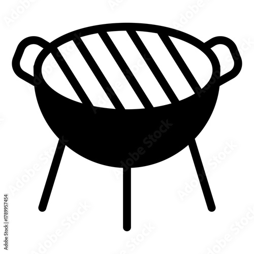 BBQ grill solid icon, cooking concept. Vector graphics. Grill sign on white background, style icon mobile or web design.