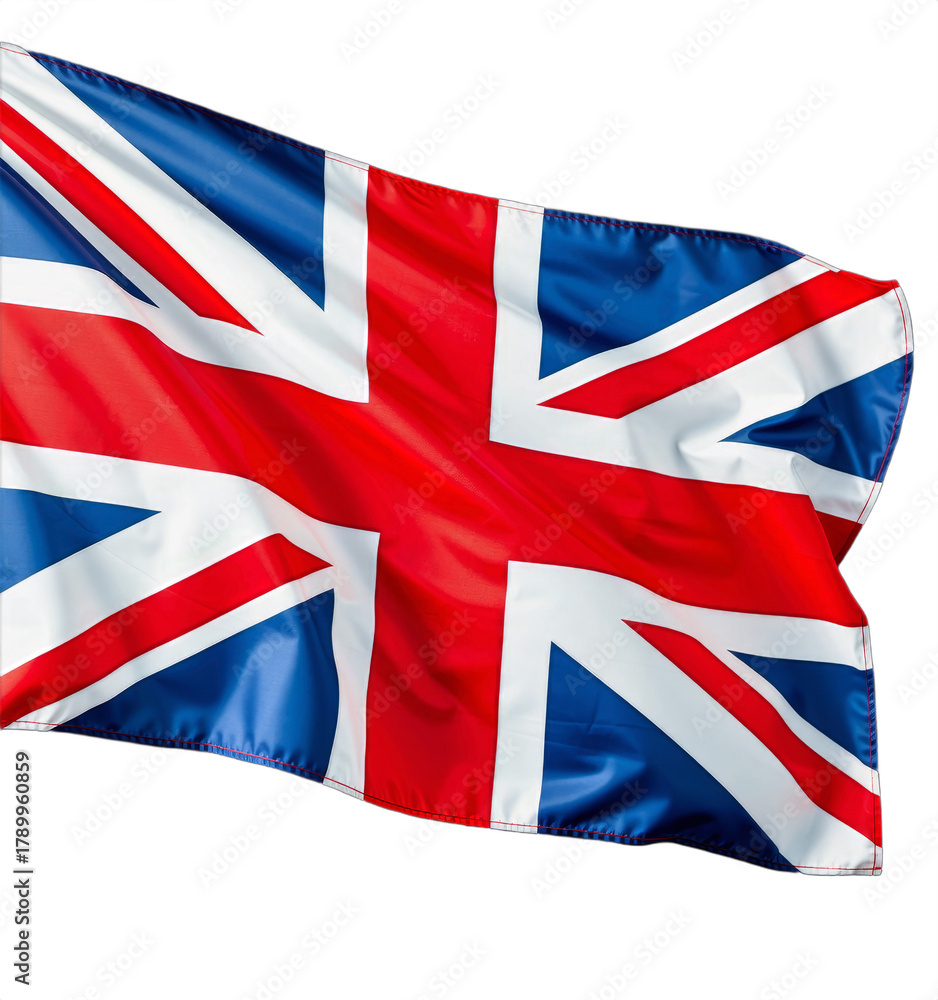 Fototapeta premium Waving Union Jack Flag with Vibrant Red, White, and Blue