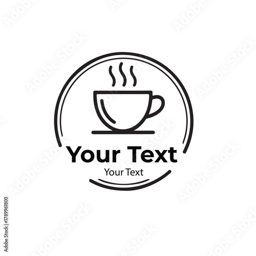 Black and White Coffee Cup Line Art Logo Design. Simple Coffee Shop Branding Emblem Vector.