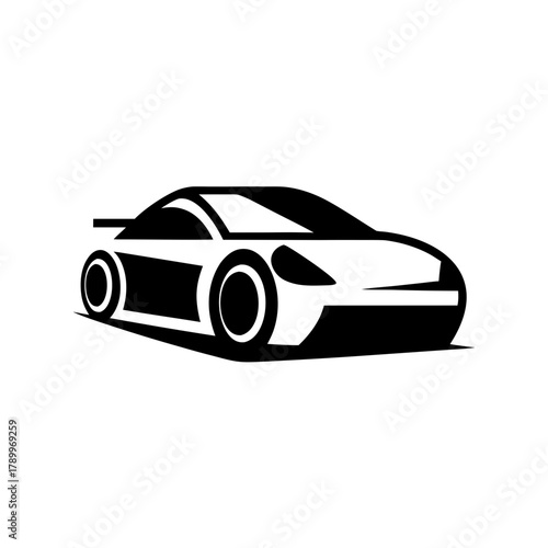 Stylized illustration of a sports car on transparent background silhouette