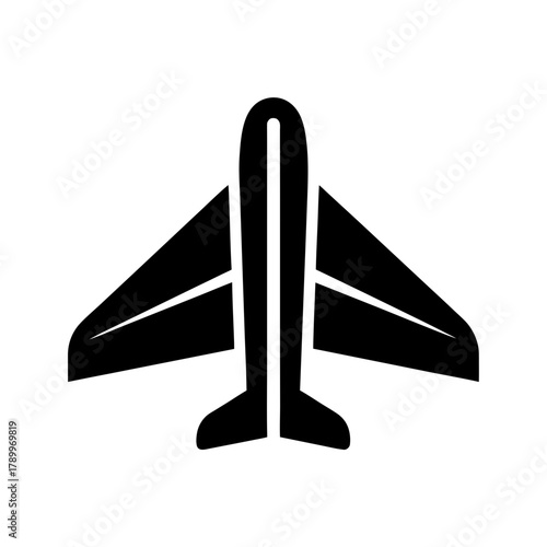 Silhouette of a symmetrical airplane on transparent background