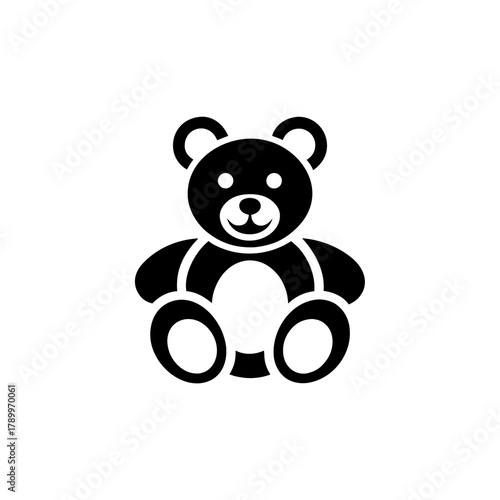 Illustration of a simple teddy bear icon on transparent background silhouette