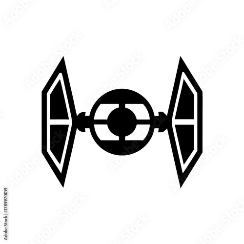 Black tie fighter silhouette isolated on transparent background