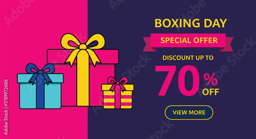 Boxing day special offer with discount up to 70 percent off gifts