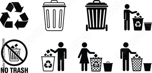 Recycle icons for ecology awareness and waste management solutions