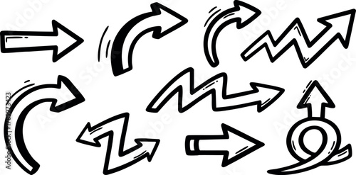 Hand Drawn Arrow Vector Collection with Various Directions and Styles for Design and Illustration Use