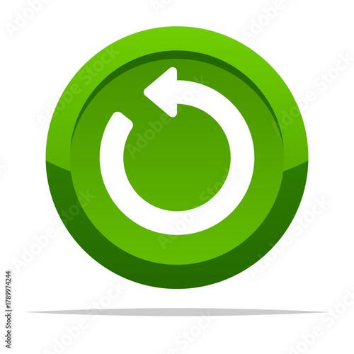 Green round restart button vector isolated illustration