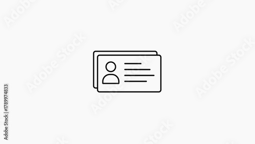 Simple line art icon of stacked identification cards on a white background id card identity
