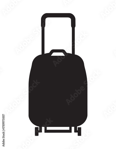 Black Silhouette Of A Rolling Suitcase With Telescopic Handle luggage travel