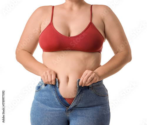 Overweight woman in tight j...