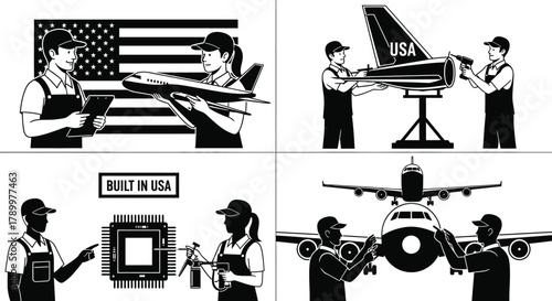 Proud USA aviation team expertly building and maintaining airplanes