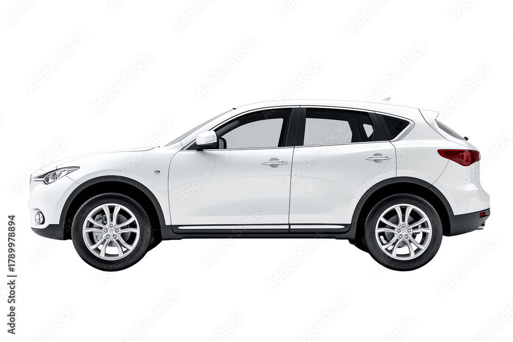Fototapeta premium SUV car Side view of a white isolated on transparent White background png