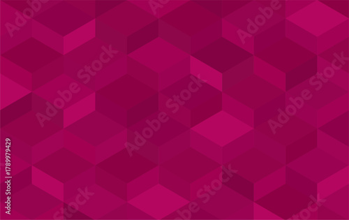 Abstract Geometric Isometric Cubes in Magenta Shades