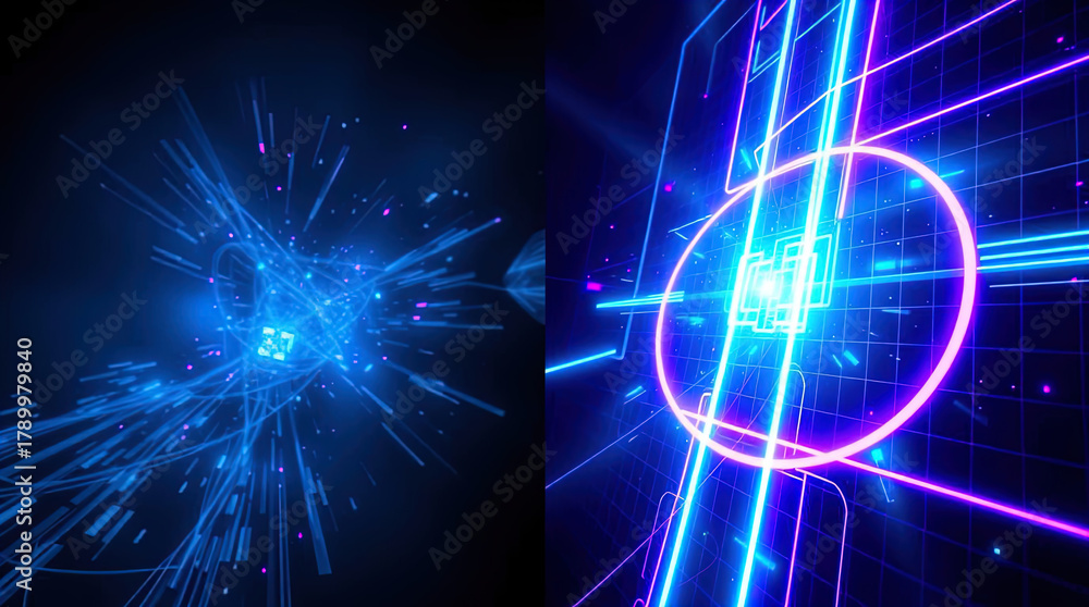 Fototapeta premium Abstract technology background on a blue background, techno wallpaper