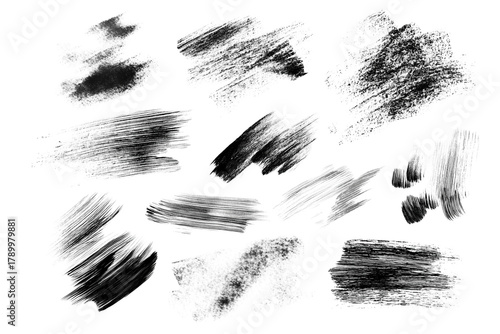 Varied pencil strokes and erased marks isolated on transparent White background png