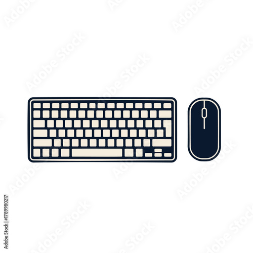 Black wireless computer mouse and keyboard are essential electronic technology equipment for office and business input data work