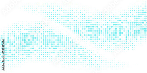 Light BLUE vector pattern with colored spheres. Geometric sample of repeating circles on white background in halftone style.