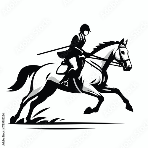 the silhouette of a warrior riding a horse gallantly