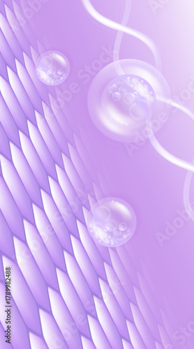 Hyaluronic acid and Niacinamide hair and skin solutions ad, purple collagen serum drops into skin cell with cosmetic advertising background ready to use, illustration vector.