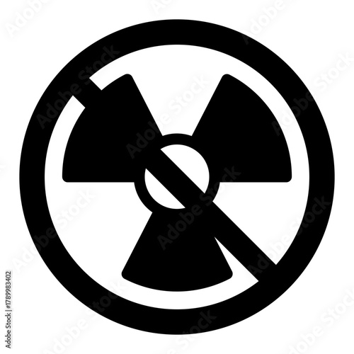 Radiation ban solid icon, non radioactive concept. Vector graphics. Forbidden, prohibited item sign on white background, style icon mobile or web design.