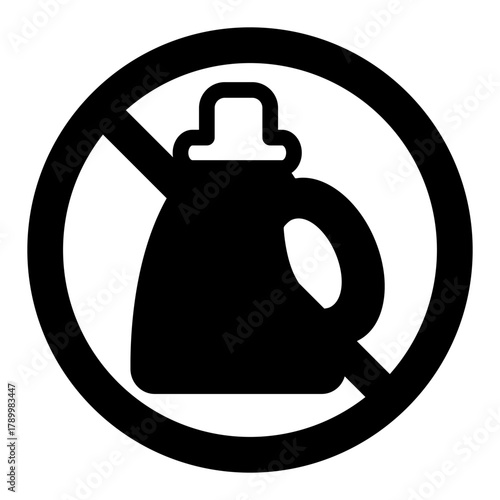 Bottle of machine oil ban solid icon, car repair concept. Vector graphics. Oil forbidden, prohibited item sign on white background, style icon mobile or web design.