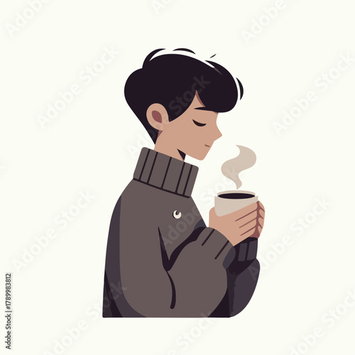 one sniffs the smell of coffee