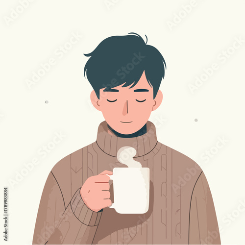 one sniffs the smell of coffee