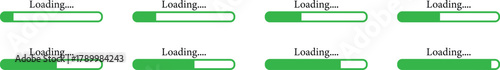 Loading Icon set. loading bar, Download progress icon. Collection Loading status. Vector illustration. Uploading and downloading updating sign symbol.Collection loading status bar in different design.