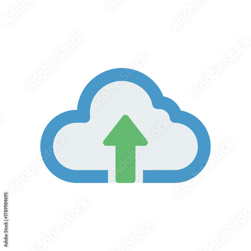 Cloud Upload Icon Data Transfer and Cloud Storage in Minimalist Style