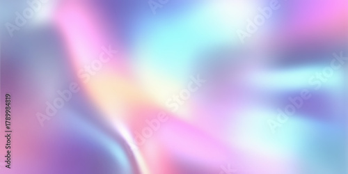 Blurred holographic gradient with soft pastel transitions, gentle chromatic waves. Glowing abstract diffusion forming smooth minimal futuristic background with ethereal depth lighting.