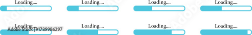 Loading Icon set. loading bar, Download progress icon. Collection Loading status. Vector illustration. Uploading and downloading updating sign symbol.Collection loading status bar in different design.