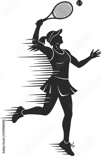 Tennis player silhouette serving