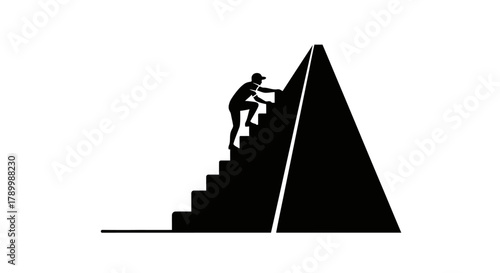 Reaching the Summit: An individual fearlessly conquers challenges, ascending towards the apex of success in a silhouette of determination. 