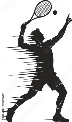 Tennis player silhouette serving