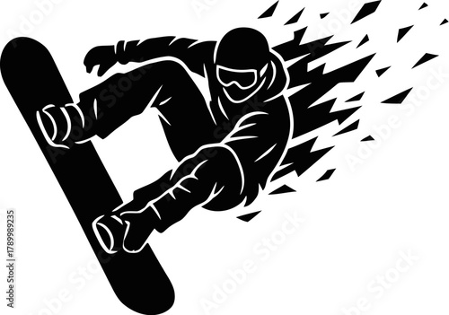 Snowboarder silhouette vector performing a mid-air jump