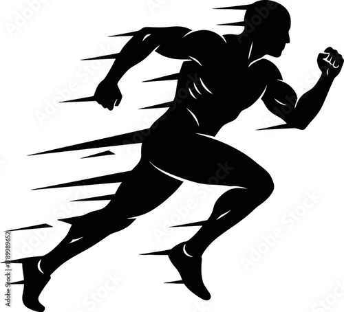 Runner silhouette vector in dynamic sprint