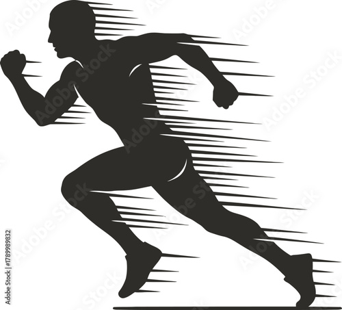 Runner silhouette vector in dynamic sprint