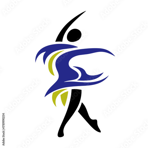 Stylized dancer in motion, showcasing elegance and movement in design
