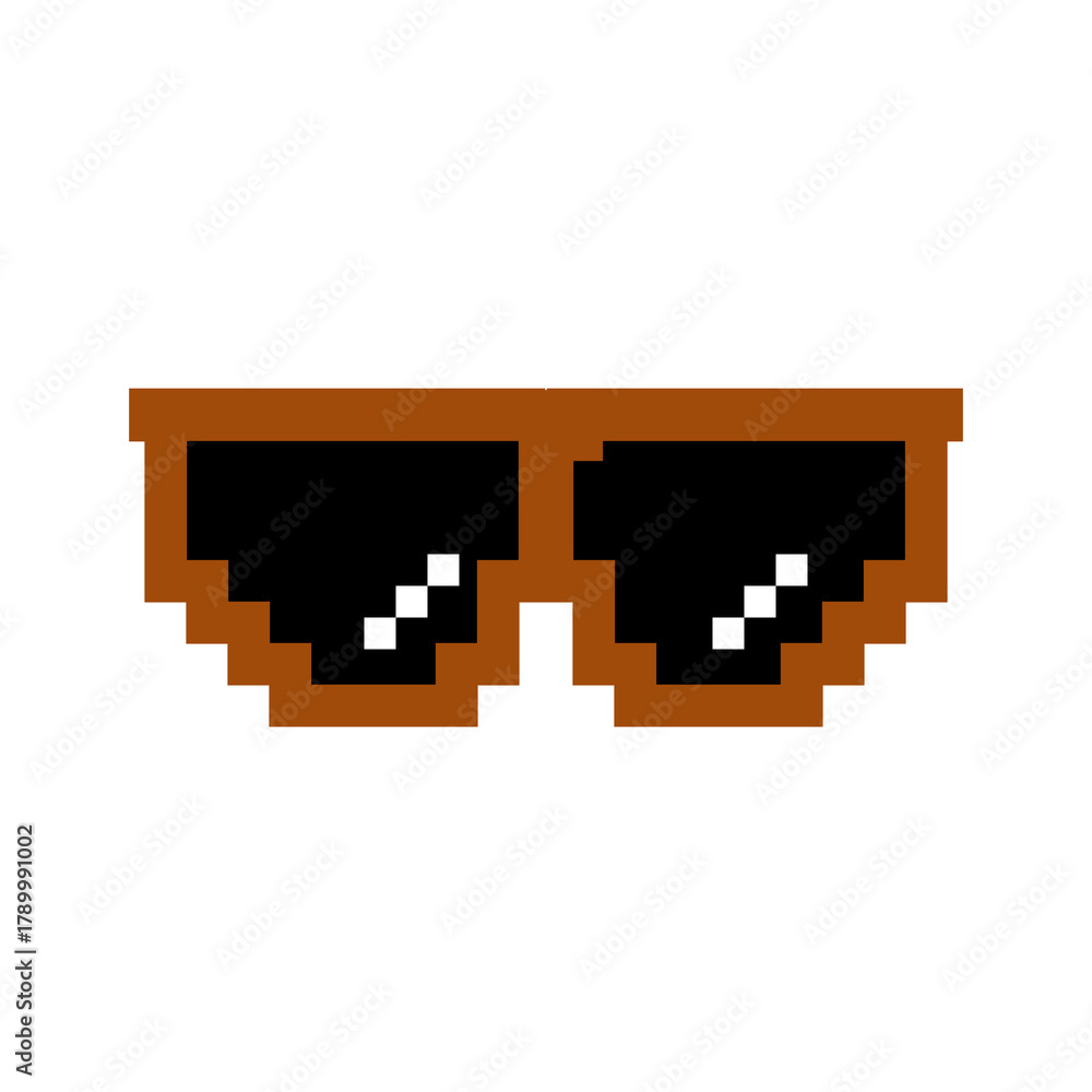 Obraz premium pixel sunglasses icon illustration with flat style design. Application, web, social media, sticker, banner, poster, plastic building bricks.