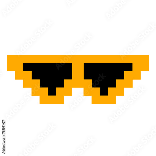 pixel sunglasses icon illustration with flat style design. Application, web, social media, sticker, banner, poster, lego.