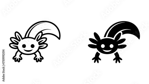 Cute cartoon axolotl vector illustration. adorable salamander character design, friendly amphibian mascot, cute aquatic creature graphic element.