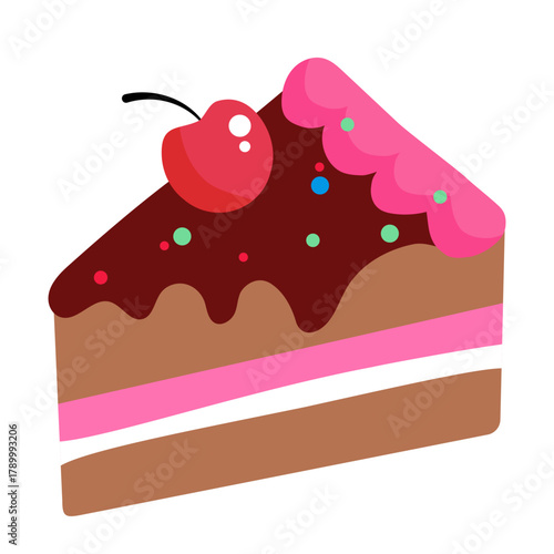 Delicious piece of cake with cherries